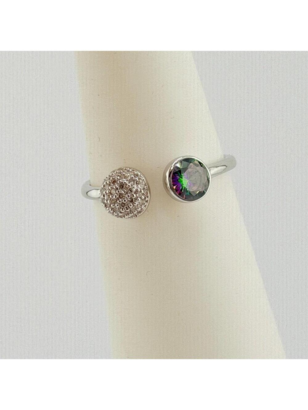 Bomb Party Ring Sz 9 RBP6680 "Born Beautiful" Rainbow Topaz on Rhodium Pave